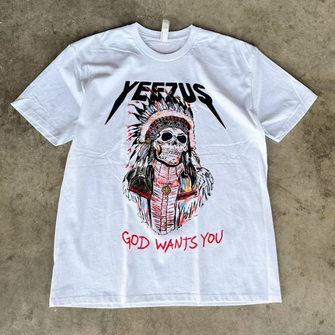 Yeezus Feather Skull Tee (wht)