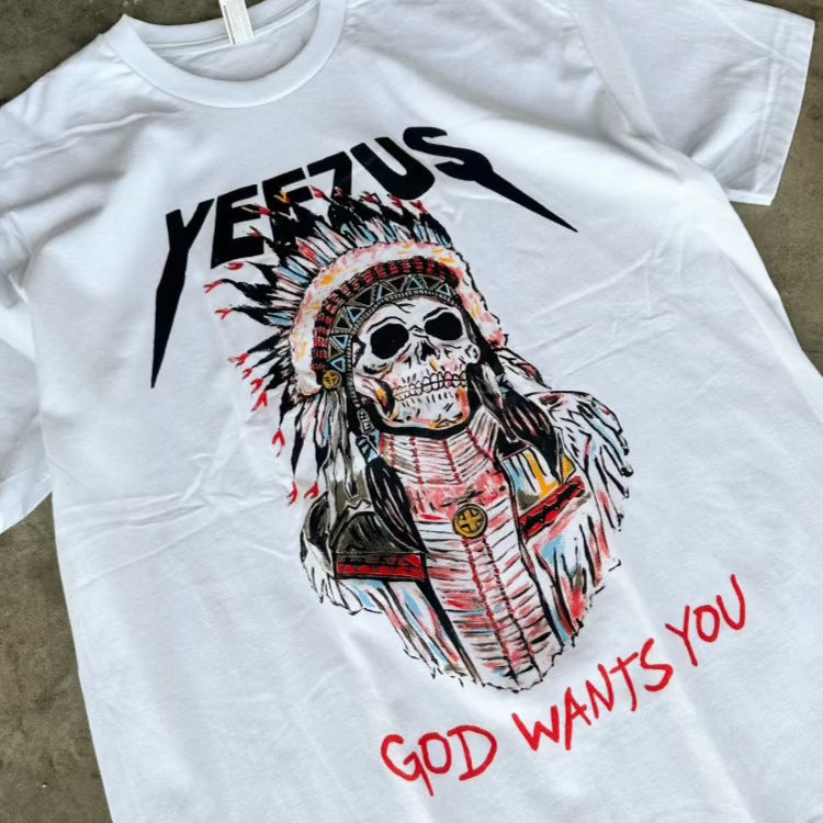 Yeezus Feather Skull Tee (wht)