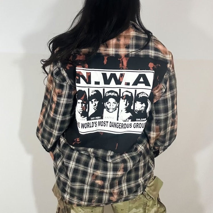 90s NWA Tupac Patch Flannel