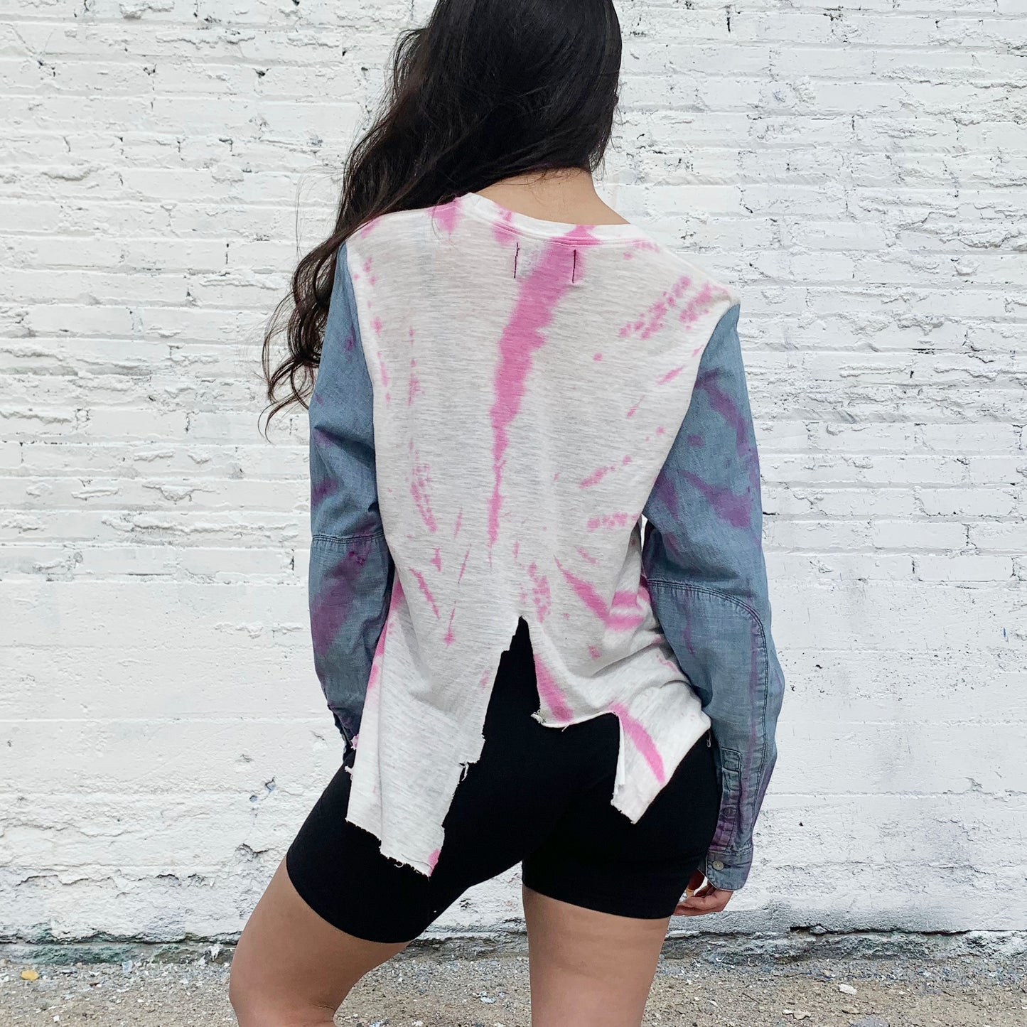 Britney Tie Dye Denim Sleeve Tee