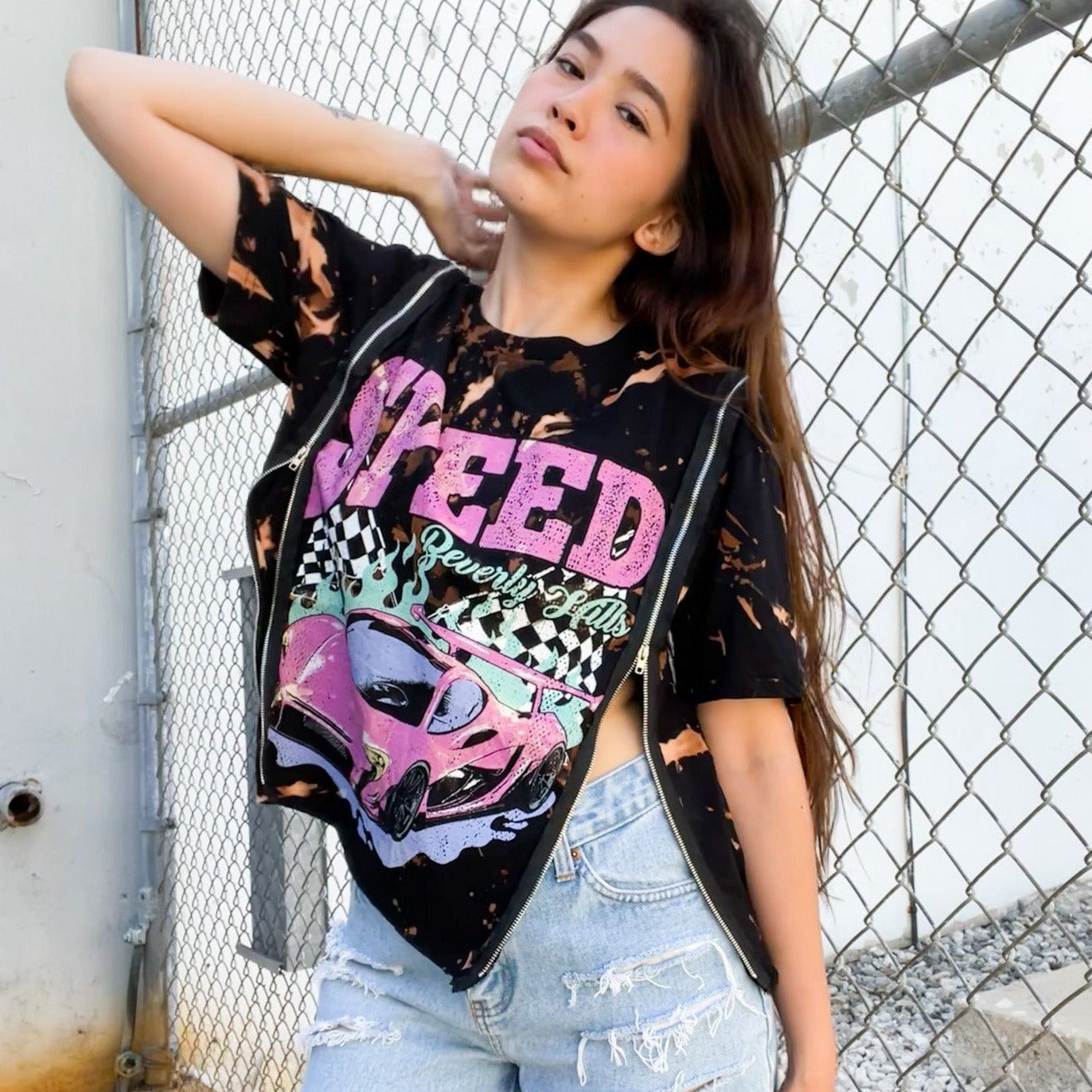 Speed Beverly Hills Zipper Crop Top