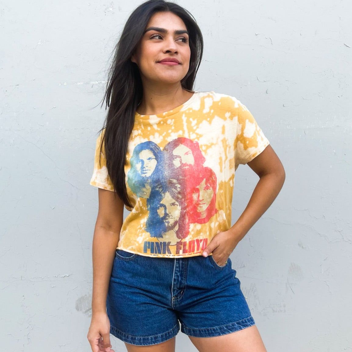 Tie Dye Pink Floyd Crop Tee