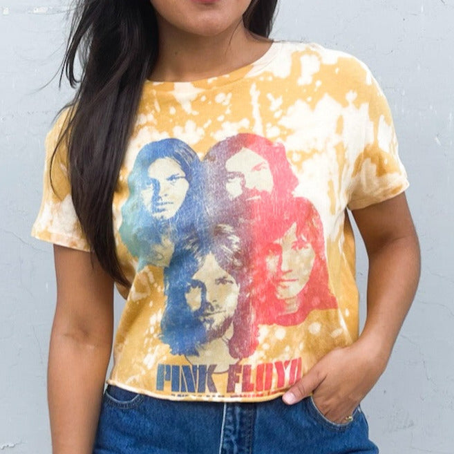 Tie Dye Pink Floyd Crop Tee