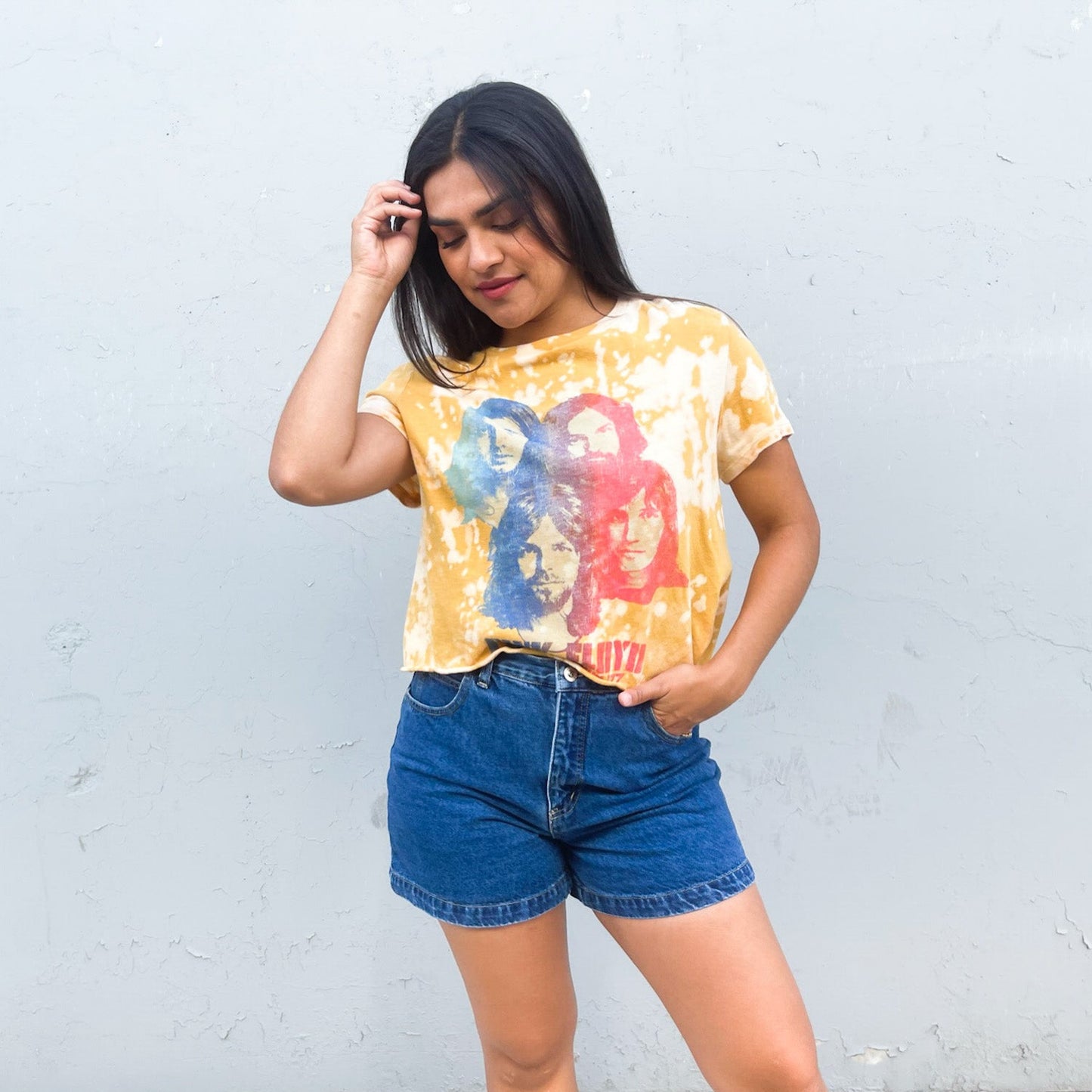 Tie Dye Pink Floyd Crop Tee
