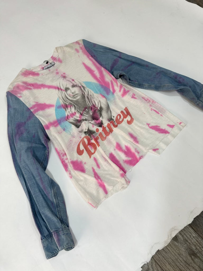Britney Tie Dye Denim Sleeve Tee