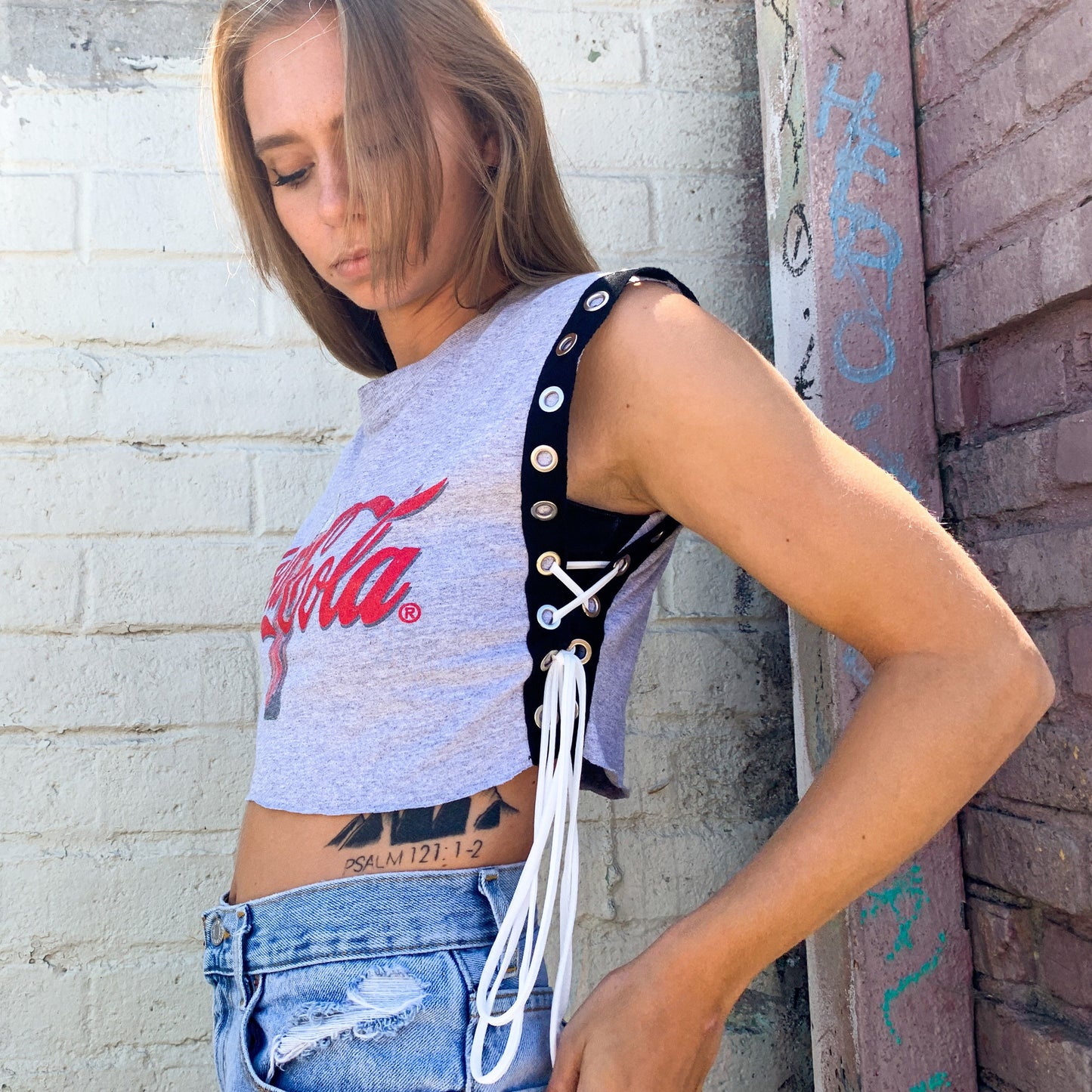 Coca Cola Lace up Crop Tank