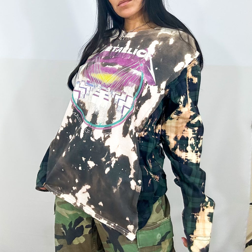 Metallica Upcycled Flannel Top