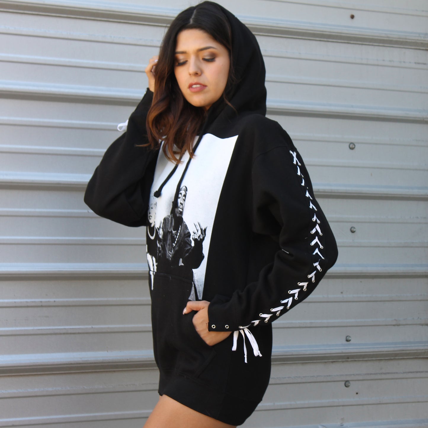 Marilyn and Tupac Lace Up Hoodie