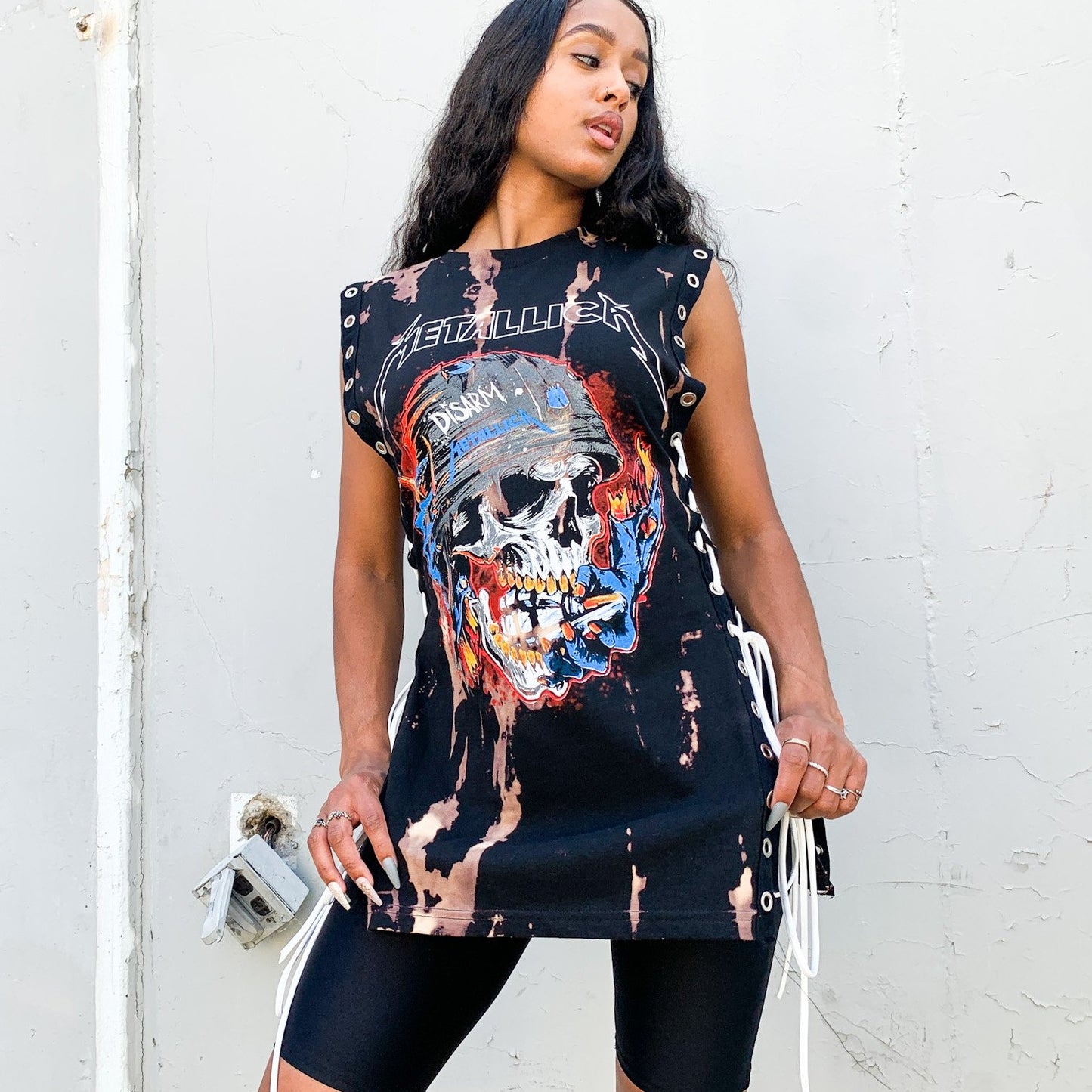 Metallica Skull Lace up Crop Tank
