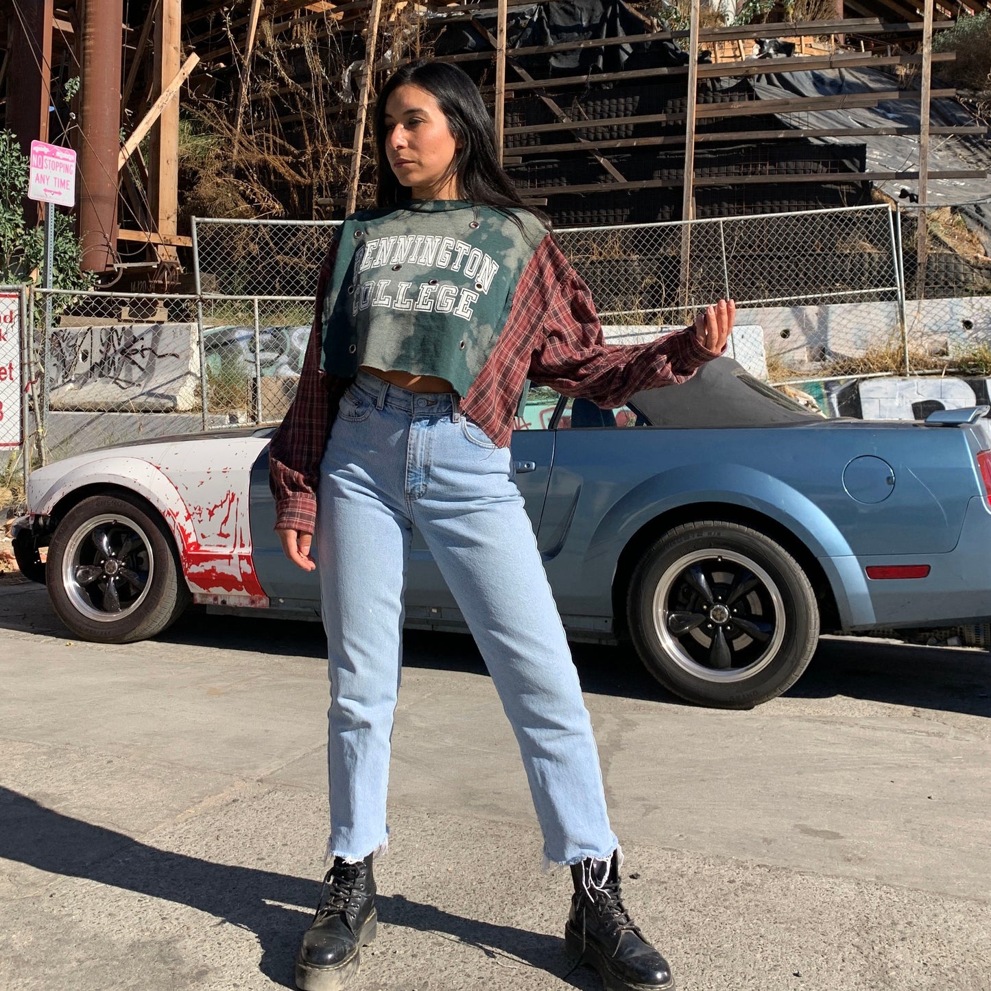 Cropped College Upcycled Shirt