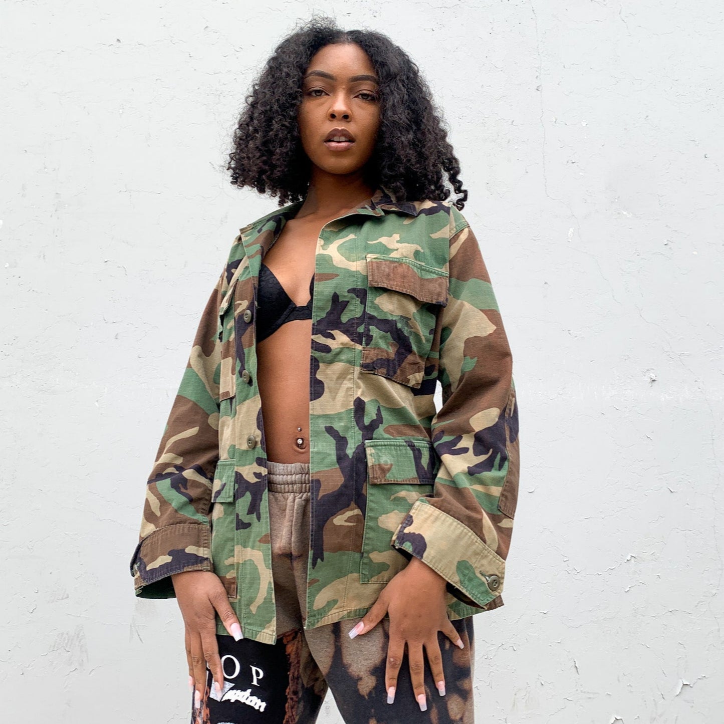 90s Marliyn and Tupac Camo Patch Jacket