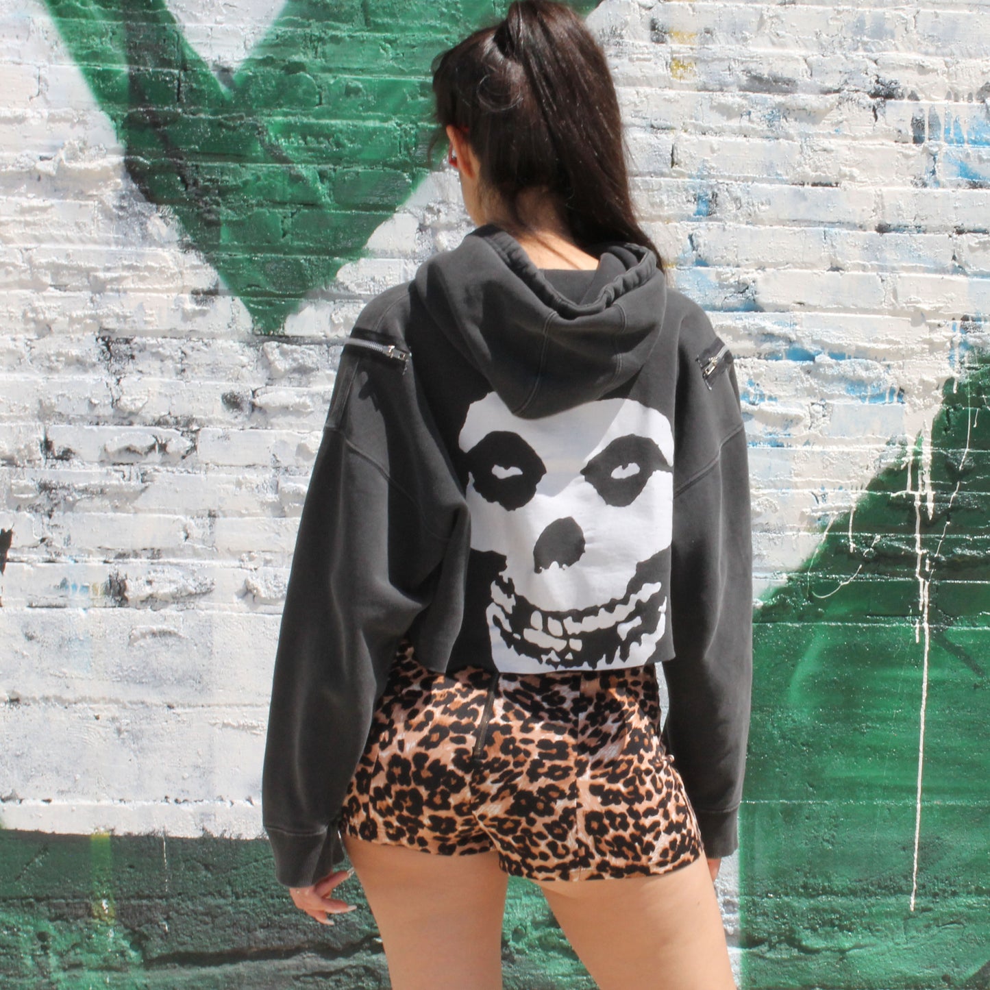 Misfits Zipper Crop Hoodie