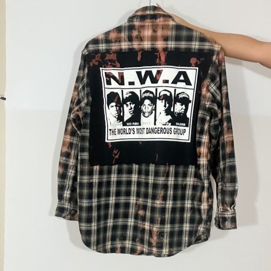 90s NWA Tupac Patch Flannel