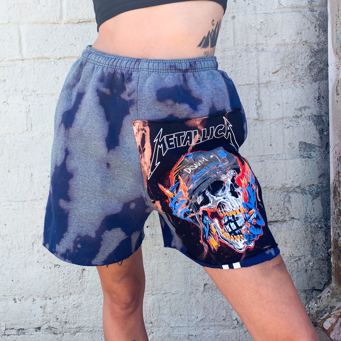 Metallica Patch Upcycled Sweat Shorts