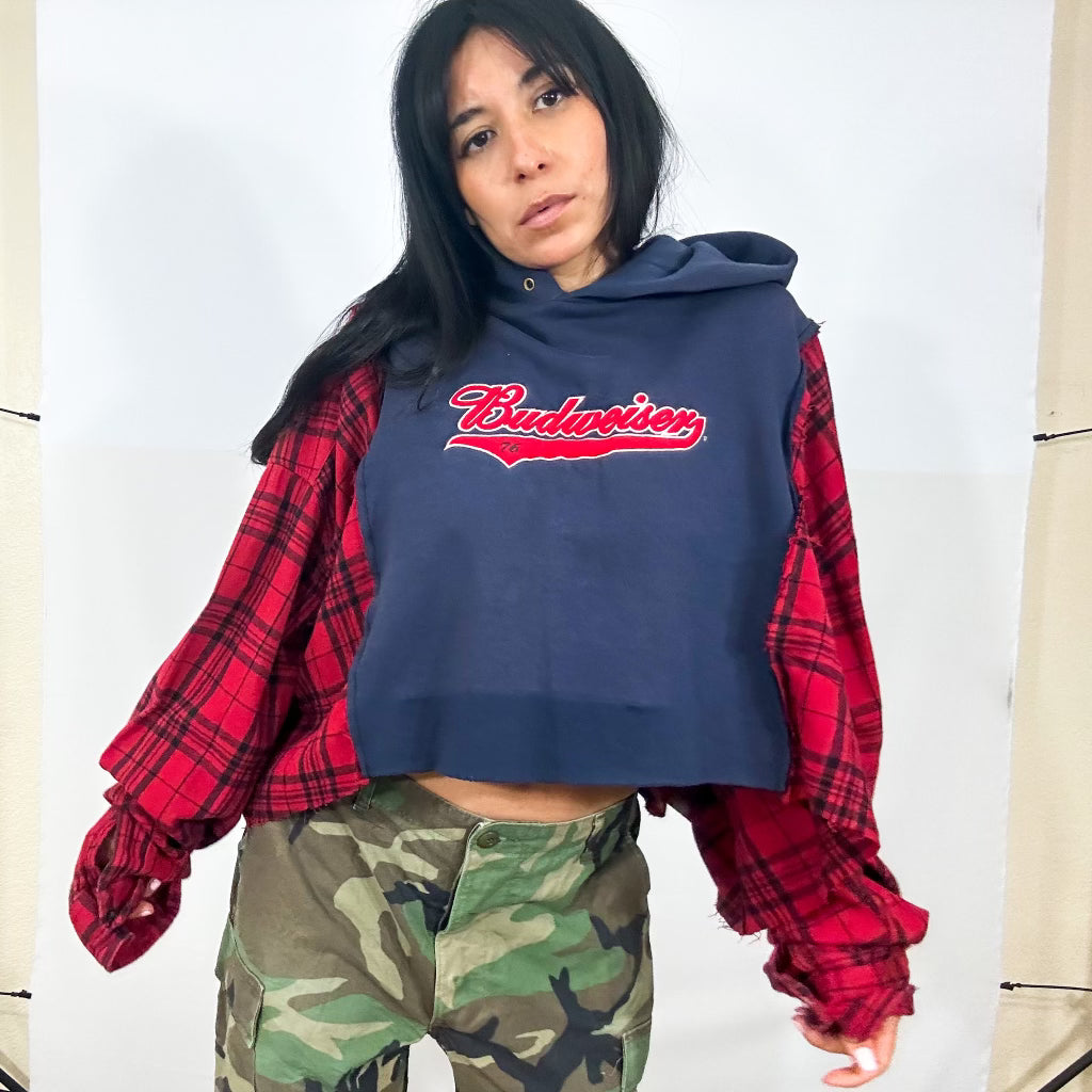 Budweiser Upcycled Flannel Shirt