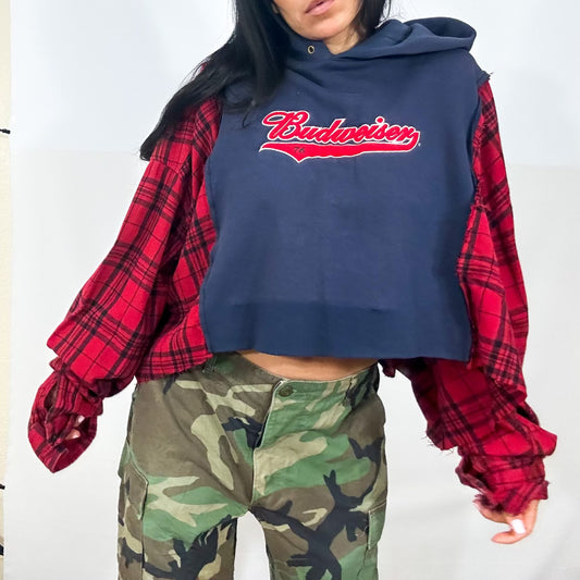 Budweiser Upcycled Flannel Shirt