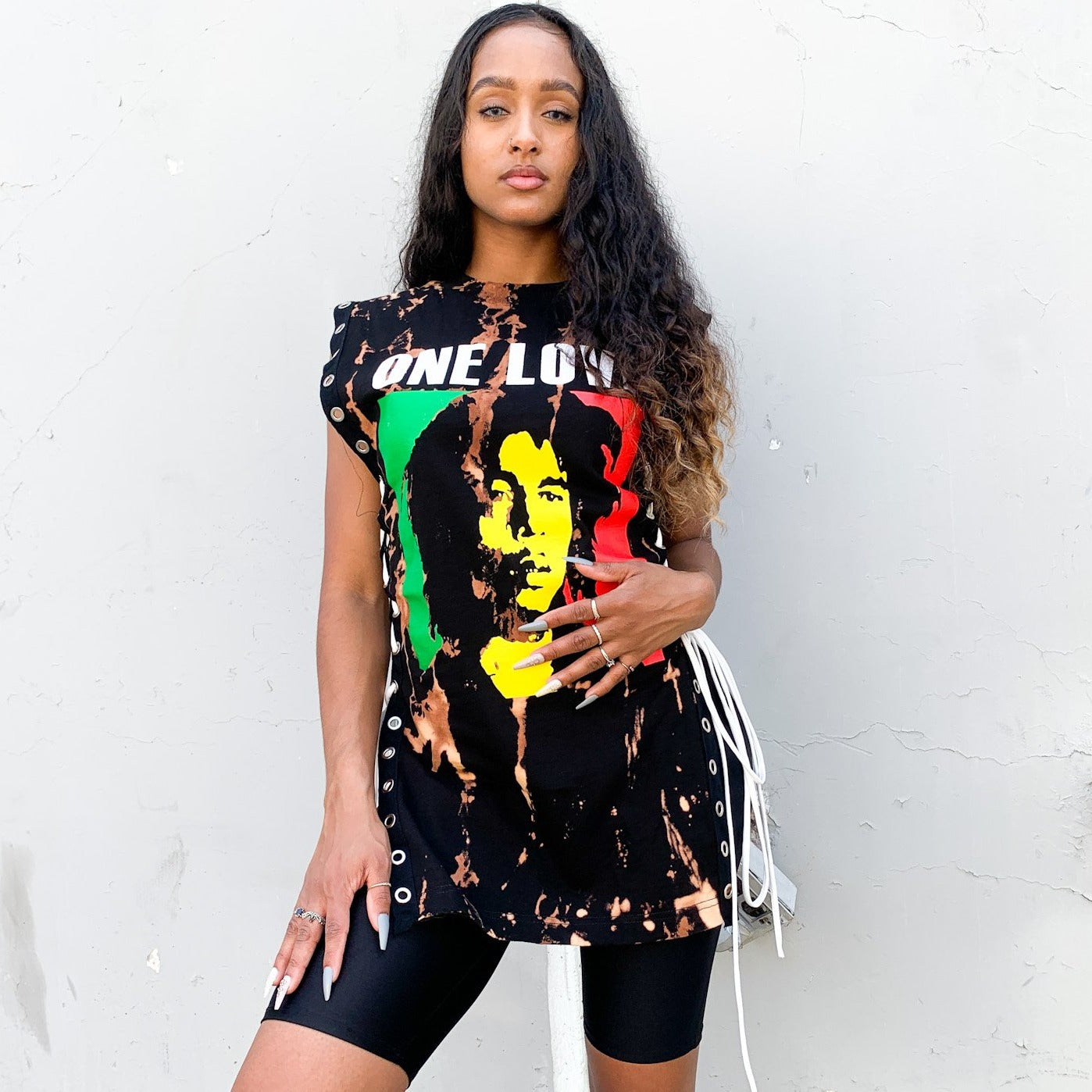 Bob Marley One Love Lace up Crop Tank