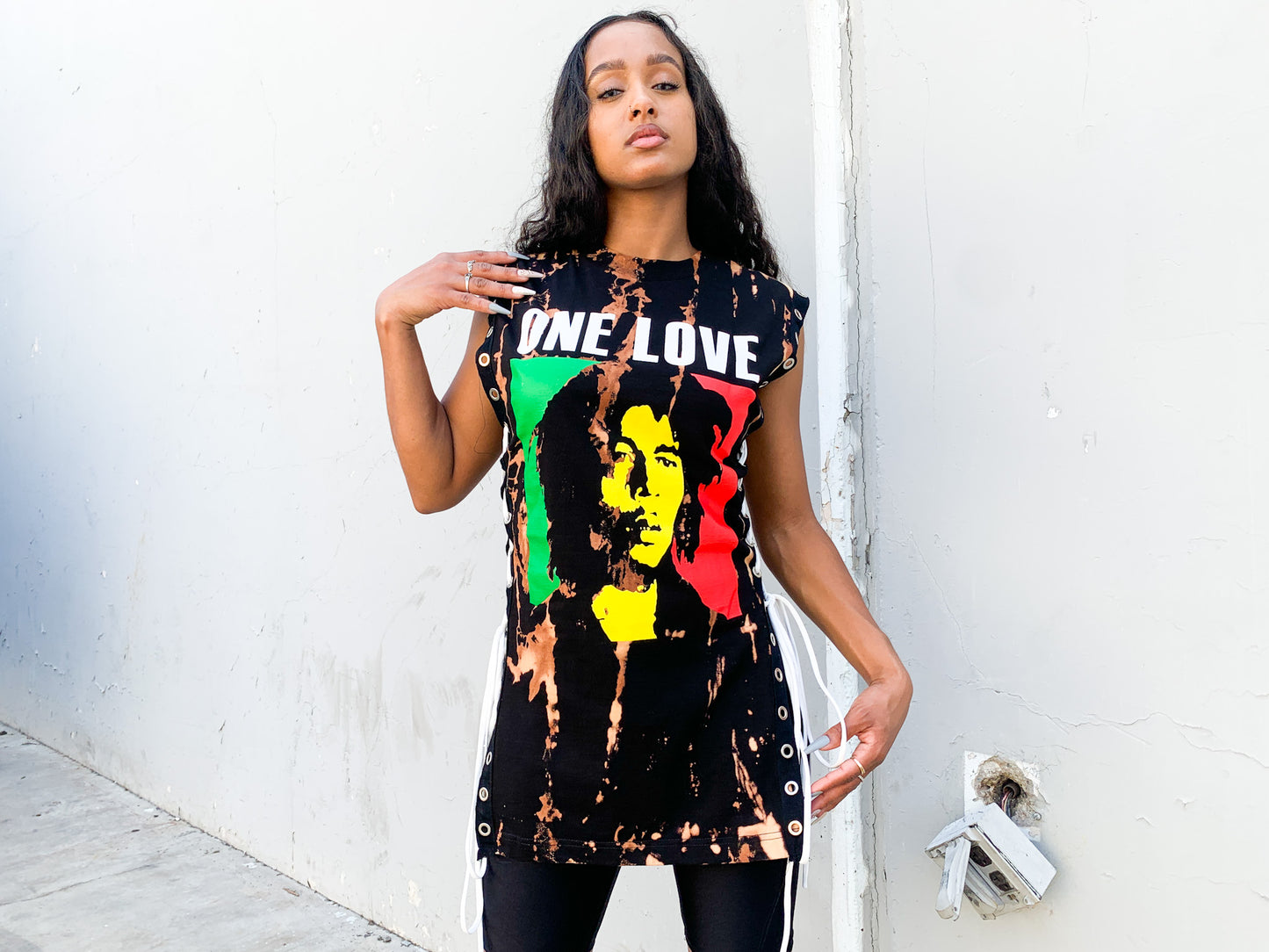 Bob Marley One Love Lace up Crop Tank
