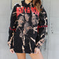 Oversized Death Row  Lace Up Hoodie