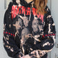 Oversized Death Row  Lace Up Hoodie